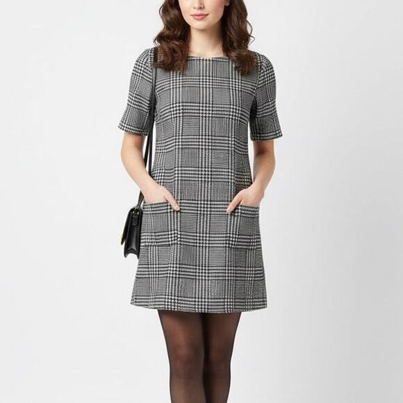 Tulle Mini Dress Womens S Black White Houndstooth Old Money Preppy Blair Waldorf - Picture 1 of 7